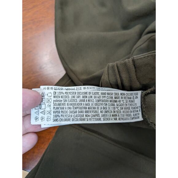 Forever 21 Straight Leg Dress Pants M Olive High Rise Pleated Front Elastic Back - Picture 5 of 9